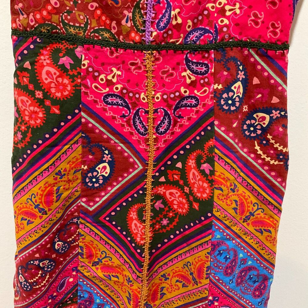 FARM RIO Red Patchwork Bandana Sleeveless Embroidered Mini Dress Women's Medium - Picture 4 of 15